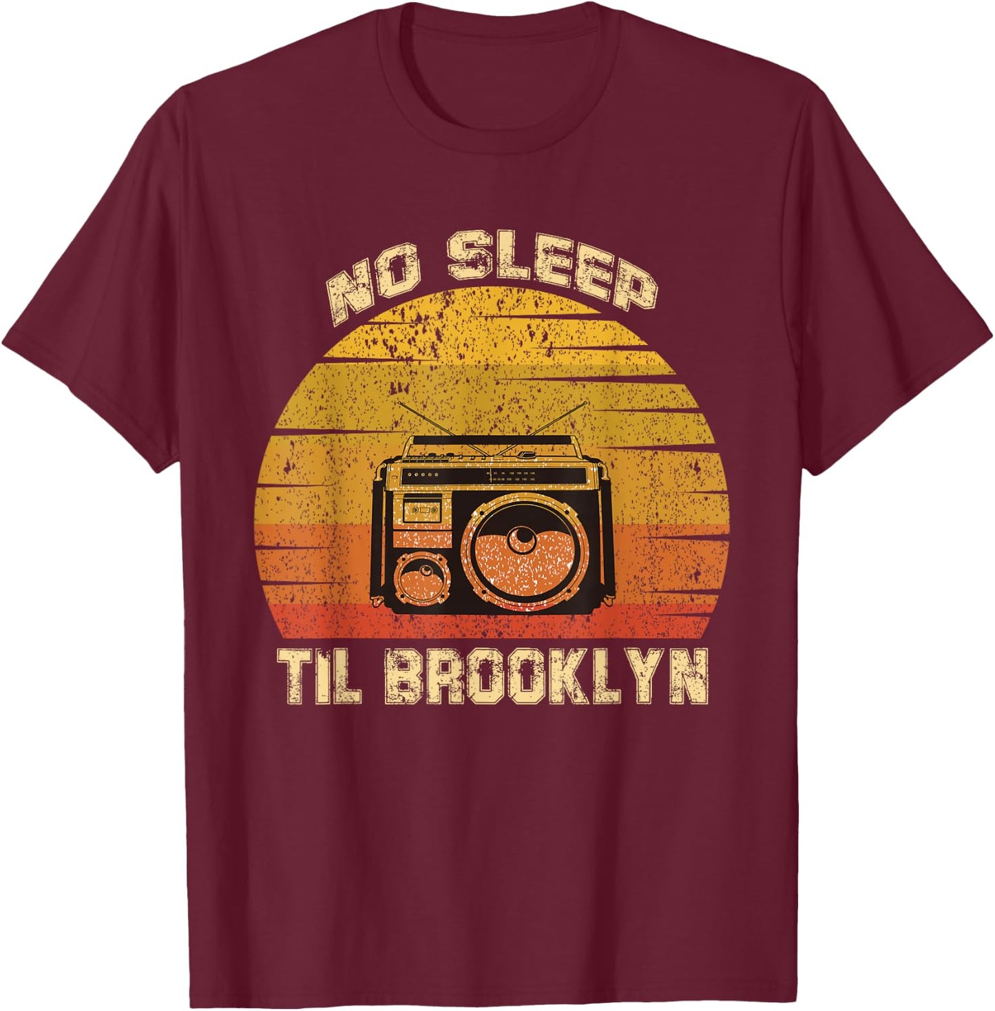 Retro No Sleep Til Brooklyn Shirt Old School Portable Stereo T-Shirt - T-Shirt | Maroon