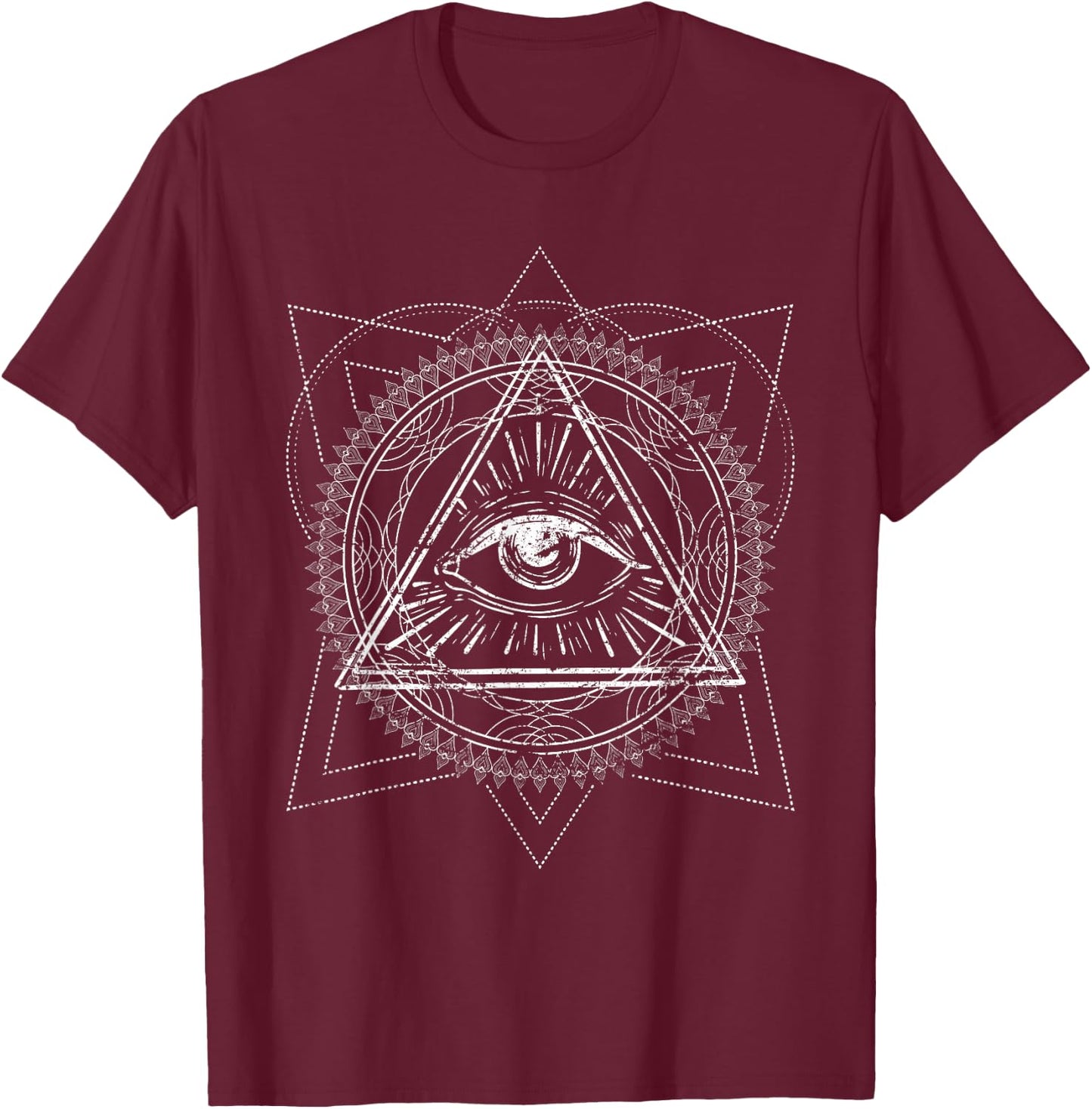 Dark Magic Astrology Occultism Eye Pyramid Occult T-Shirt - T-Shirt | Maroon