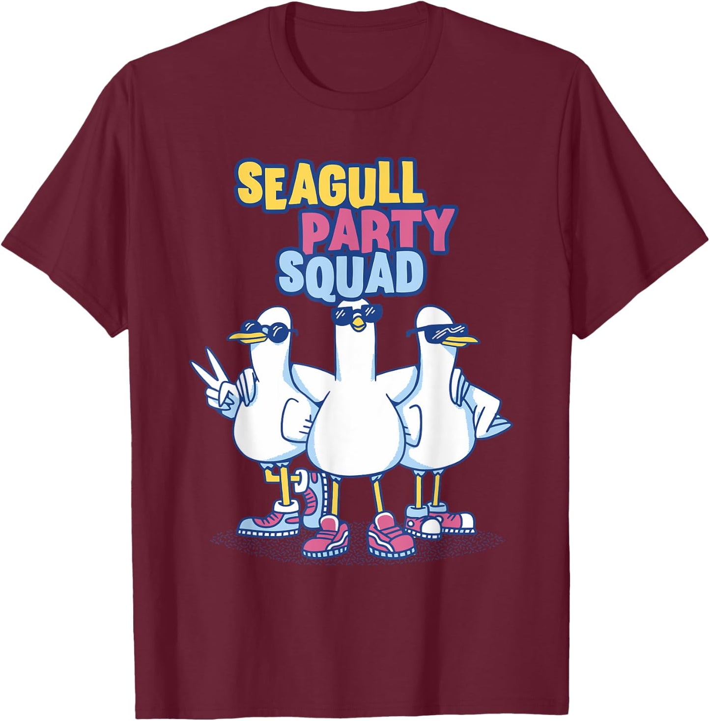Seagull Party Squad Dancing Gull Squad Team Seagull Lover T-Shirt - T-Shirt | Maroon