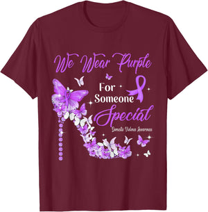 We Wear Purple Butterflies Domestic Violence Awareness T-Shirt - T-Shirt | Maroon