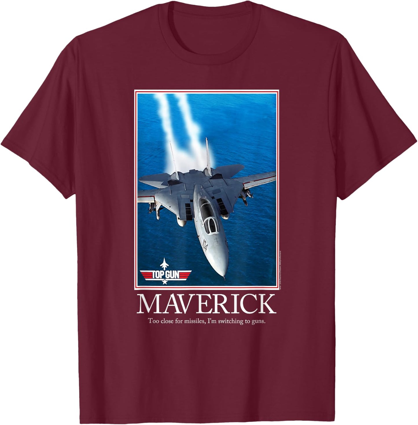 Top Gun Maverick Motivational Poster with Jet Action Movie T-Shirt - T-Shirt | Maroon