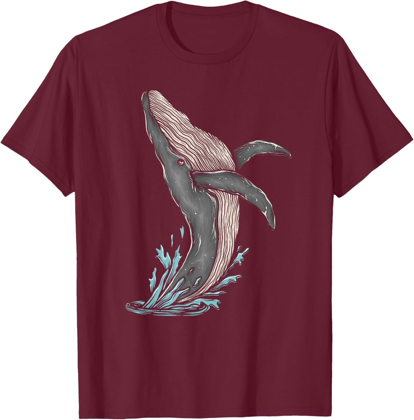 Minimalist Humpback Whale Breach Whale Watching T-Shirt - T-Shirt | Maroon