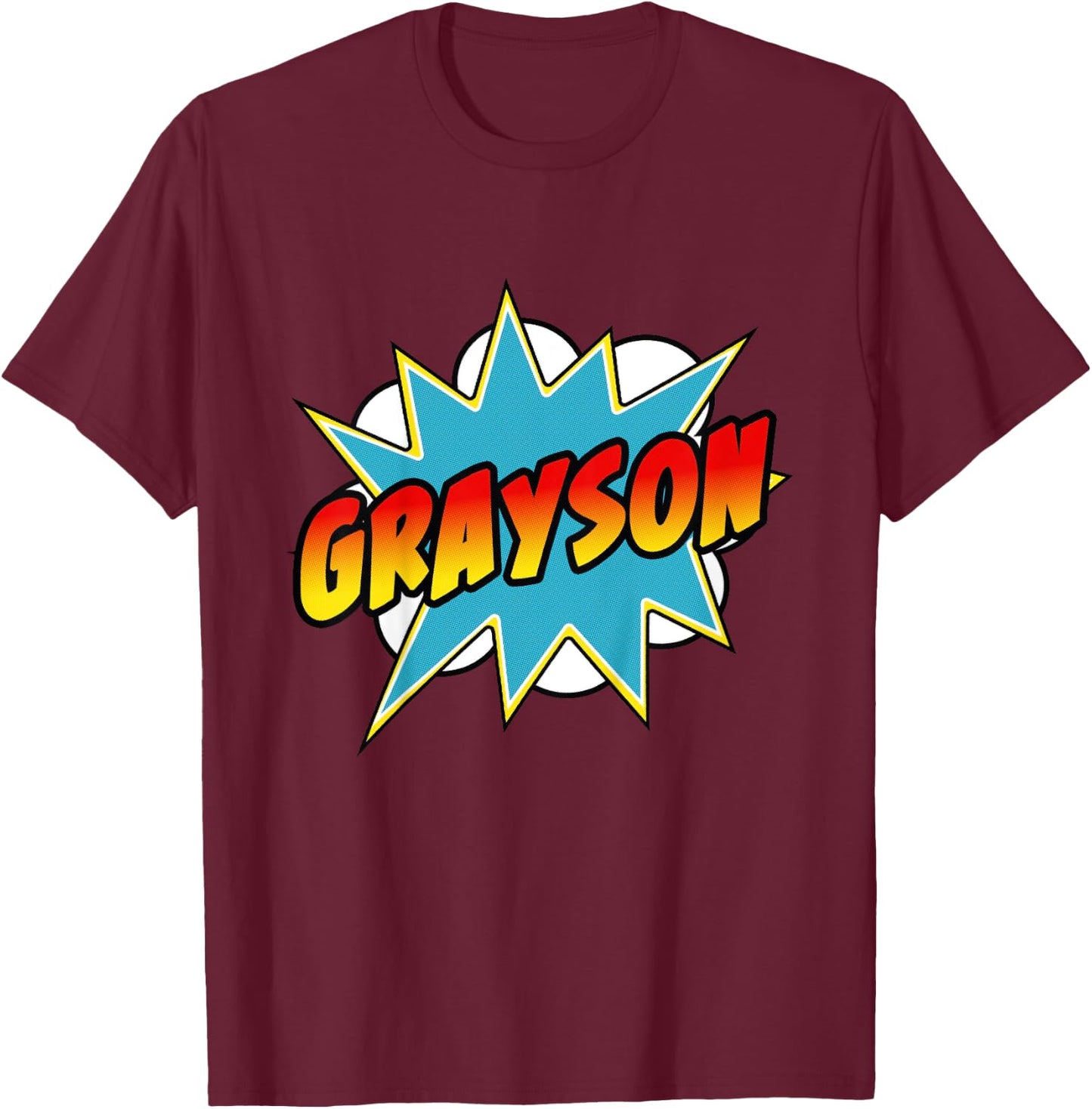 Kids Boys Grayson Comic Book Superhero Name T-Shirt - T-Shirt | Maroon