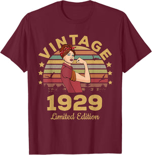 Vintage 1929 Made In 1929 92nd Birthday Women 92 Years T-Shirt - T-Shirt | Maroon