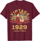 Vintage 1929 Made In 1929 92nd Birthday Women 92 Years T-Shirt - T-Shirt | Maroon