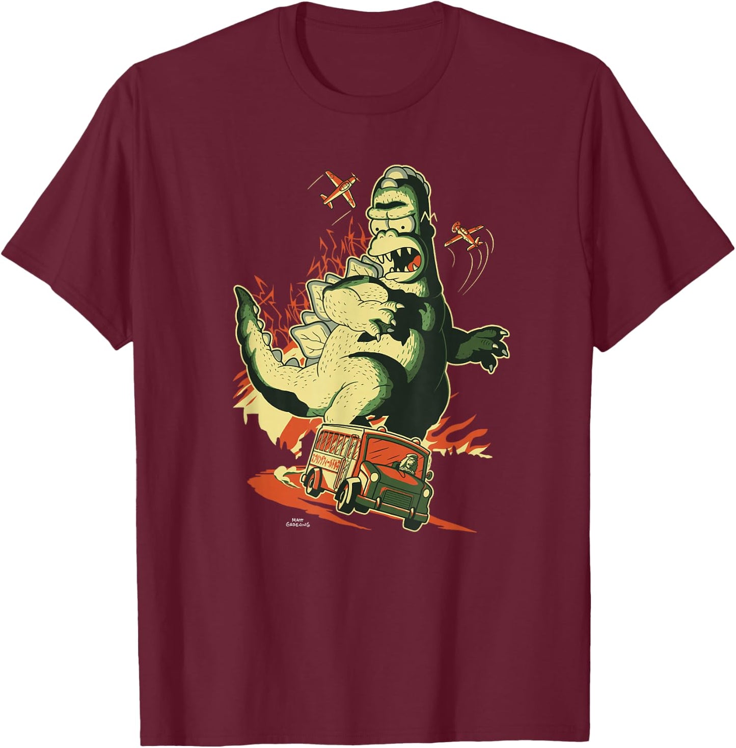 The Simpsons: Treehouse of Horror Halloween Angry Homerzilla T-Shirt - T-Shirt | Maroon