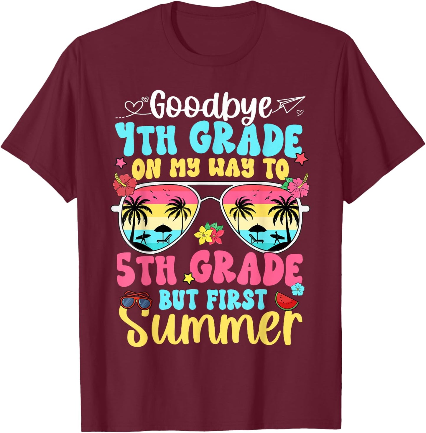 Good Bye 4th Grade On My Way to 5th Grade Boy Girl Student T-Shirt - T-Shirt | Maroon