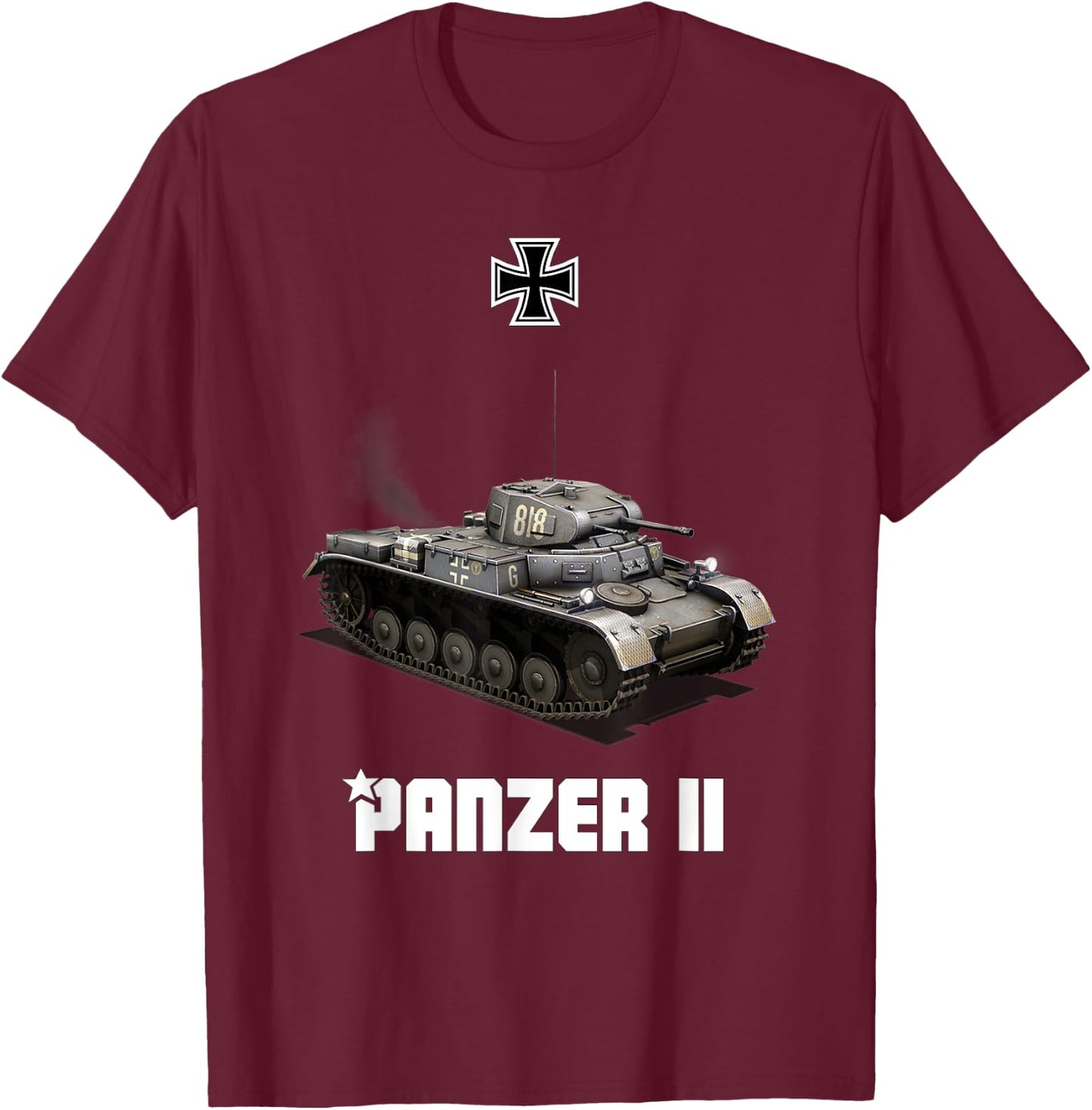 Panzer II German Light Tank WW2 Military T-Shirt - T-Shirt | Maroon