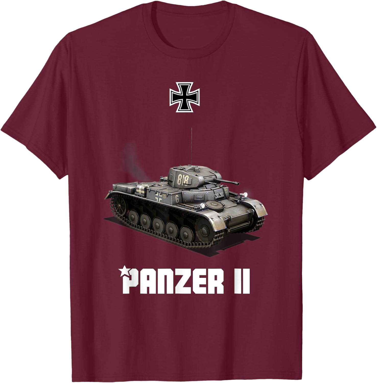 Panzer II German Light Tank WW2 Military T-Shirt - T-Shirt | Maroon