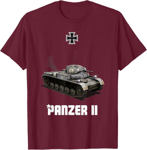 Panzer II German Light Tank WW2 Military T-Shirt - T-Shirt | Maroon