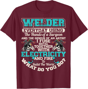 Welding Surgeon Welder Funny Welding Dad Father T-Shirt - T-Shirt | Maroon