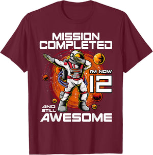 12th Birthday Astronaut 12 Years Old Outer Space Birthday T-Shirt - T-Shirt | Maroon