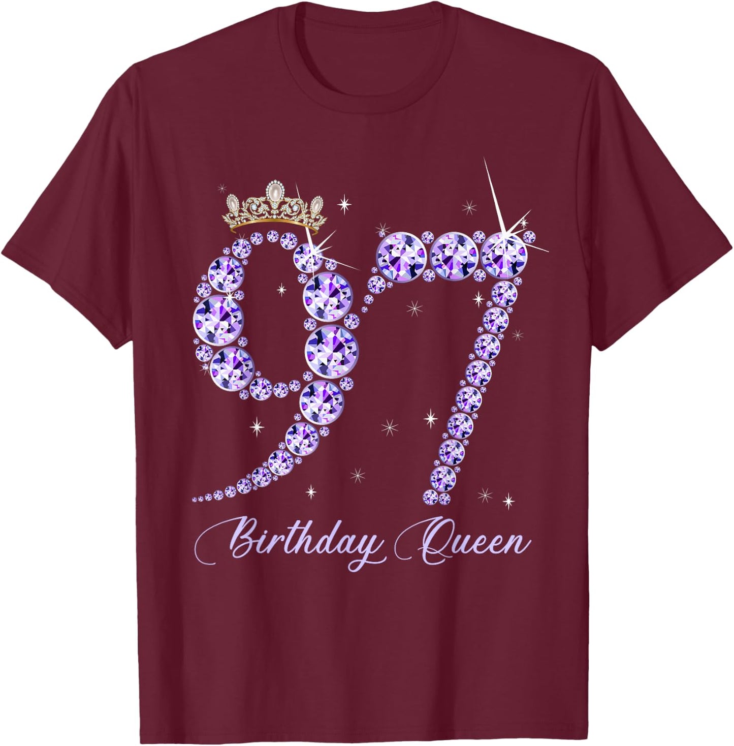 97 Year Old Its My 97th Birthday Queen Diamond Heels Crown T-Shirt - T-Shirt | Maroon