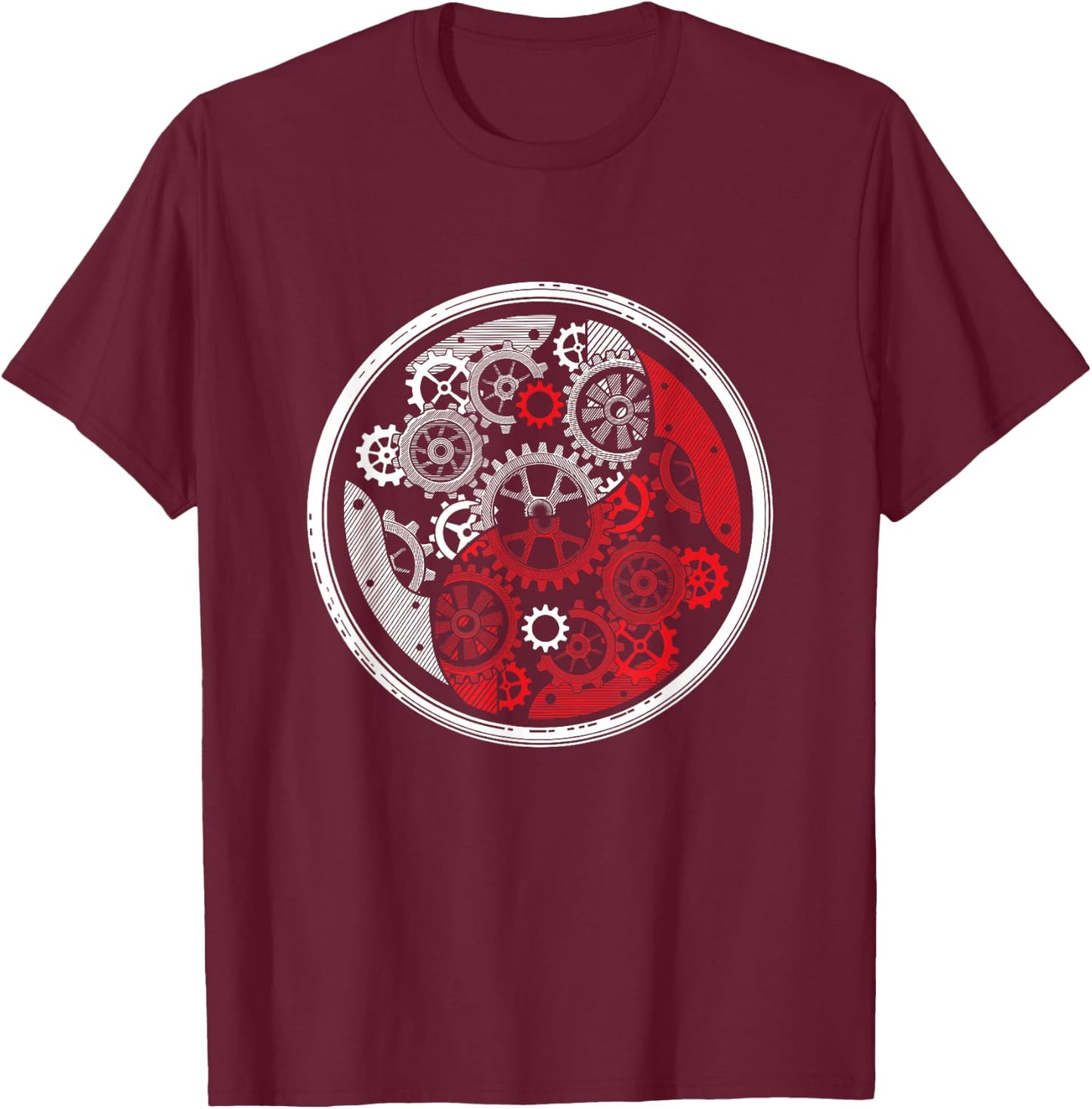 Gear Wheel Wheels Yin And Yang Mechanic Watch Time Gift T-Shirt - T-Shirt | Maroon