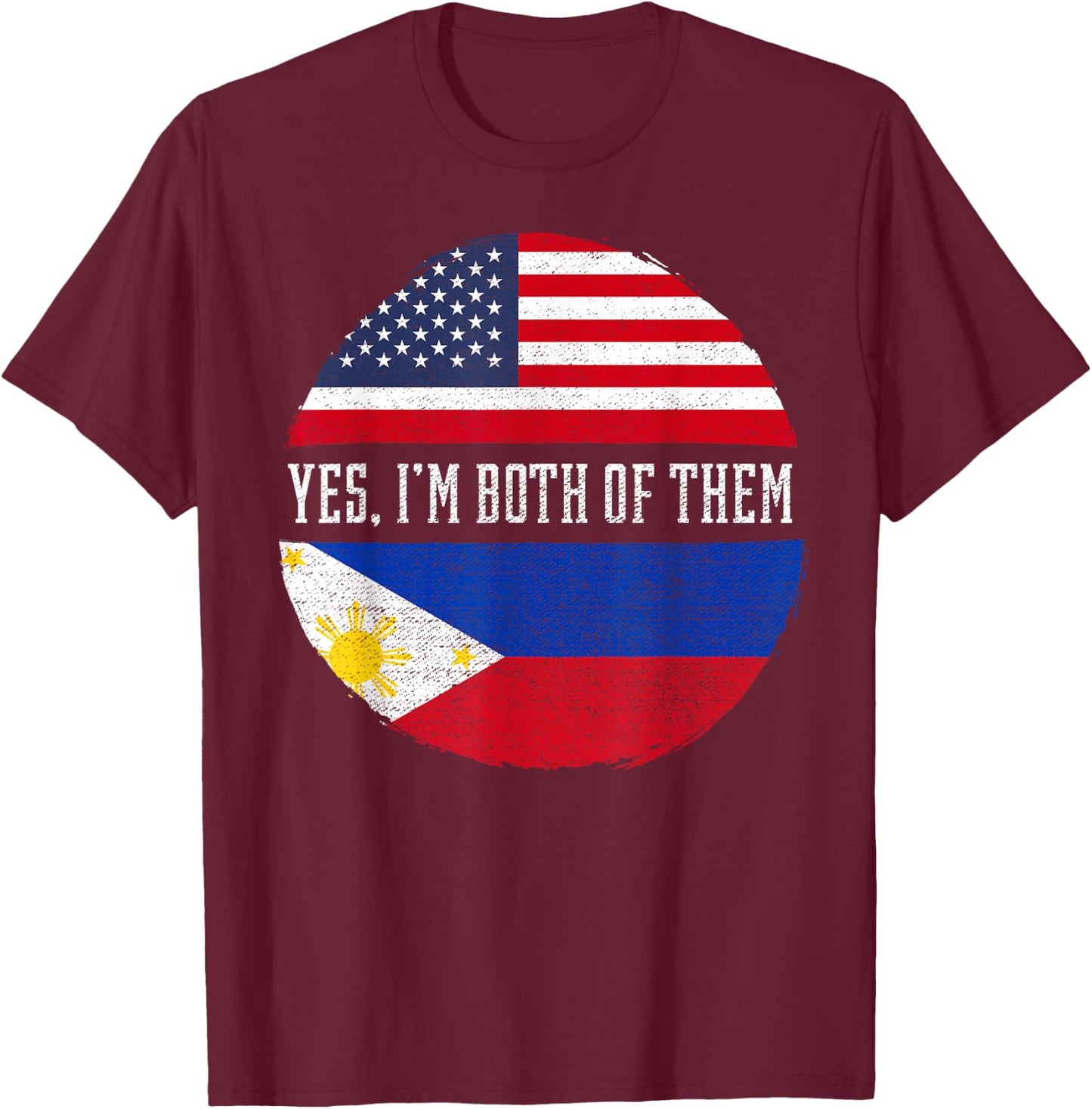 Half American Half Filipino USA Flag Philippines Heritage T-Shirt - T-Shirt | Maroon