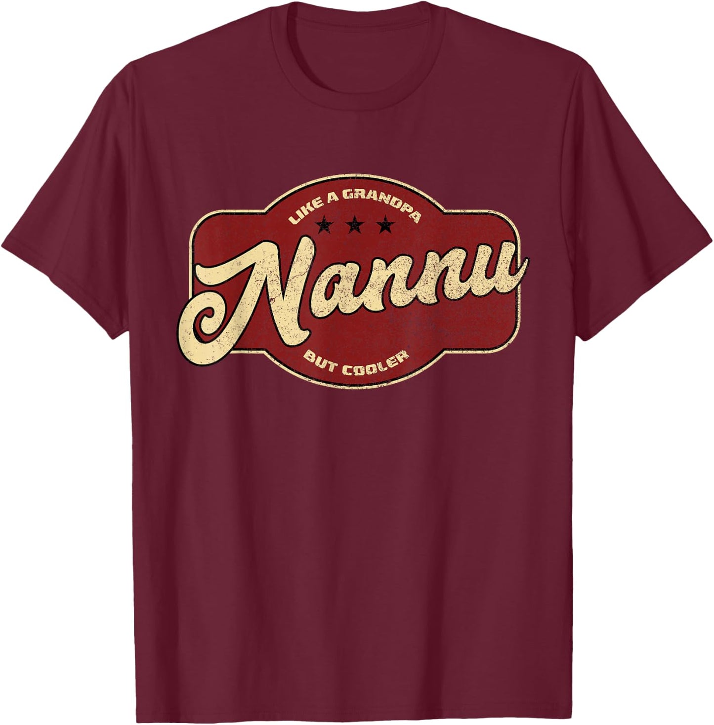 Vintage Nannu Like a Grandpa but Cooler - Maltese Grandpa T-Shirt - T-Shirt | Maroon