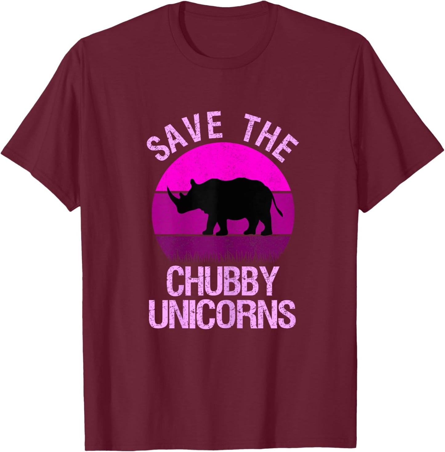 Save The Chubby Unicorns Retro Style Rhino gift T-Shirt - T-Shirt | Maroon