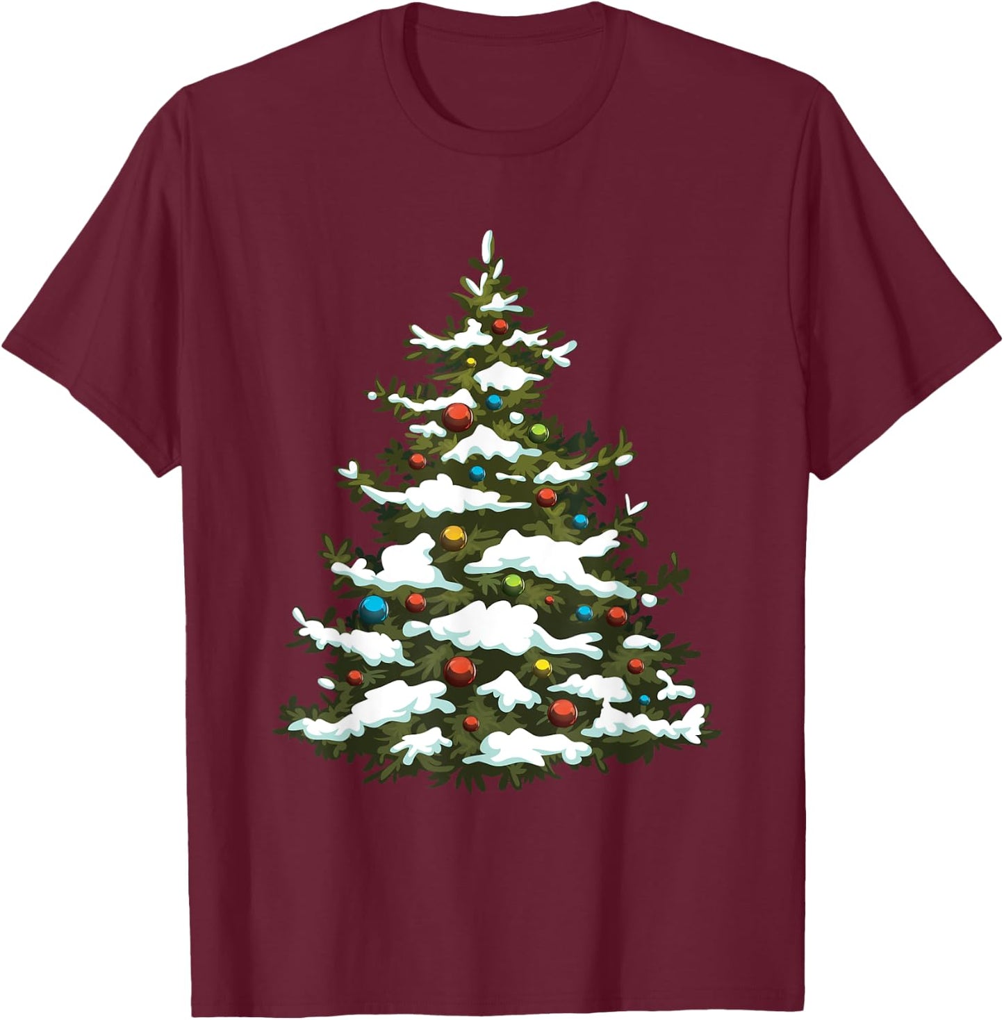 Christmas Tree Pine Snow Winter Holiday Cool X-Mas Gifts T-Shirt - T-Shirt | Maroon