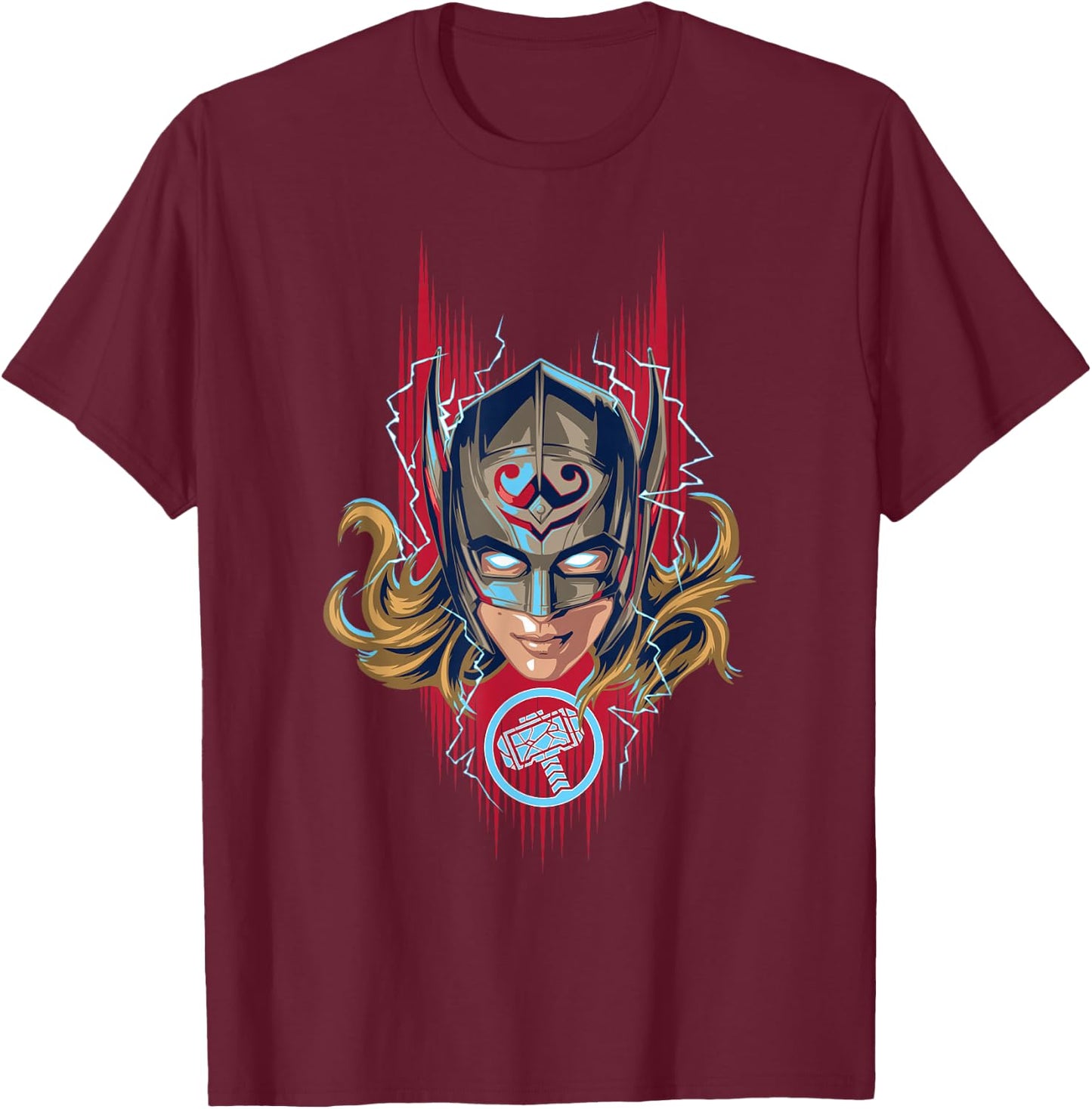 Marvel Thor: Love and Thunder Jane Foster Mjölnir Poster T-Shirt - T-Shirt | Maroon