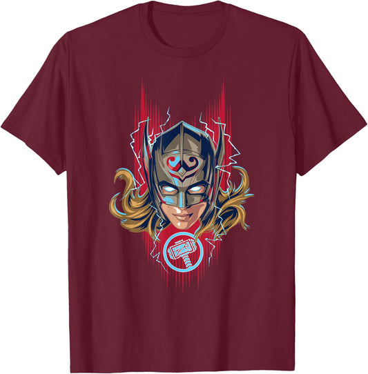 Marvel Thor: Love and Thunder Jane Foster Mjölnir Poster T-Shirt - T-Shirt | Maroon