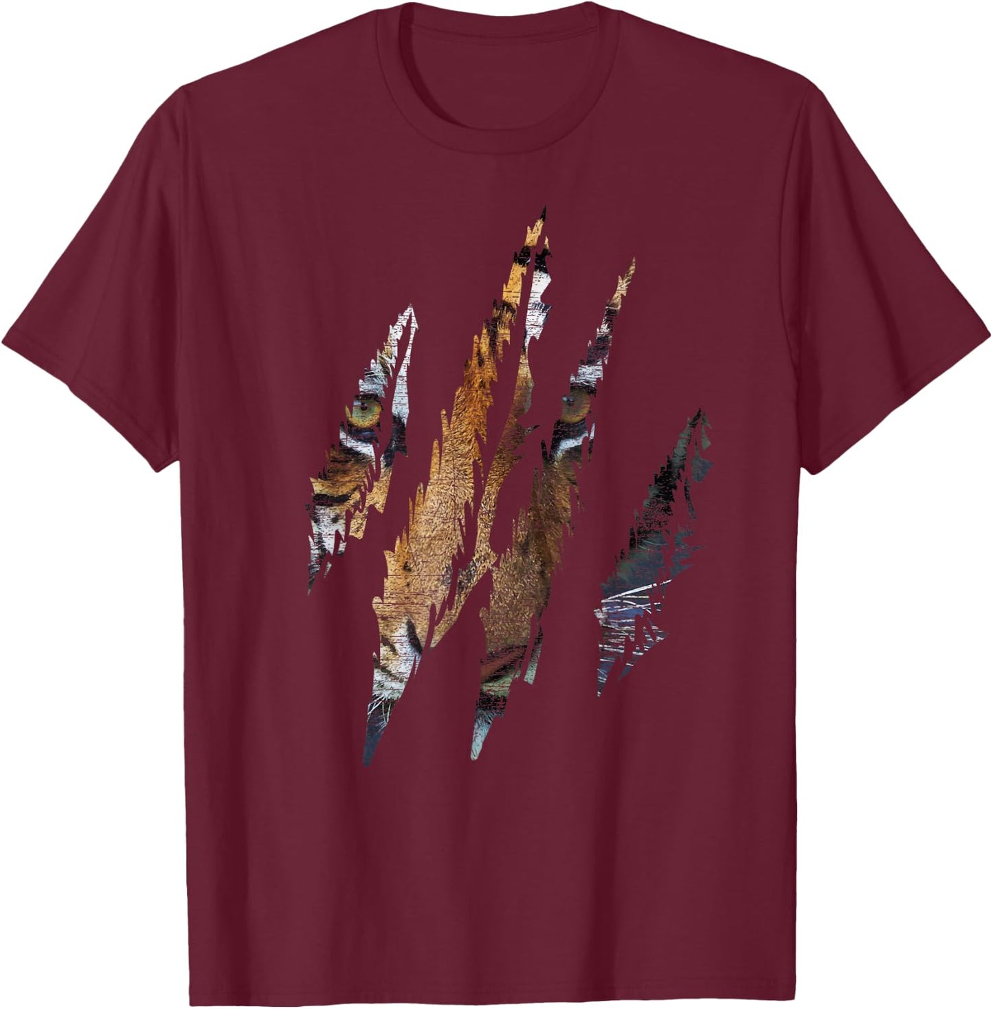 Tiger Shirt Claw Animal Cat Men Women Kids T-Shirt - T-Shirt | Maroon