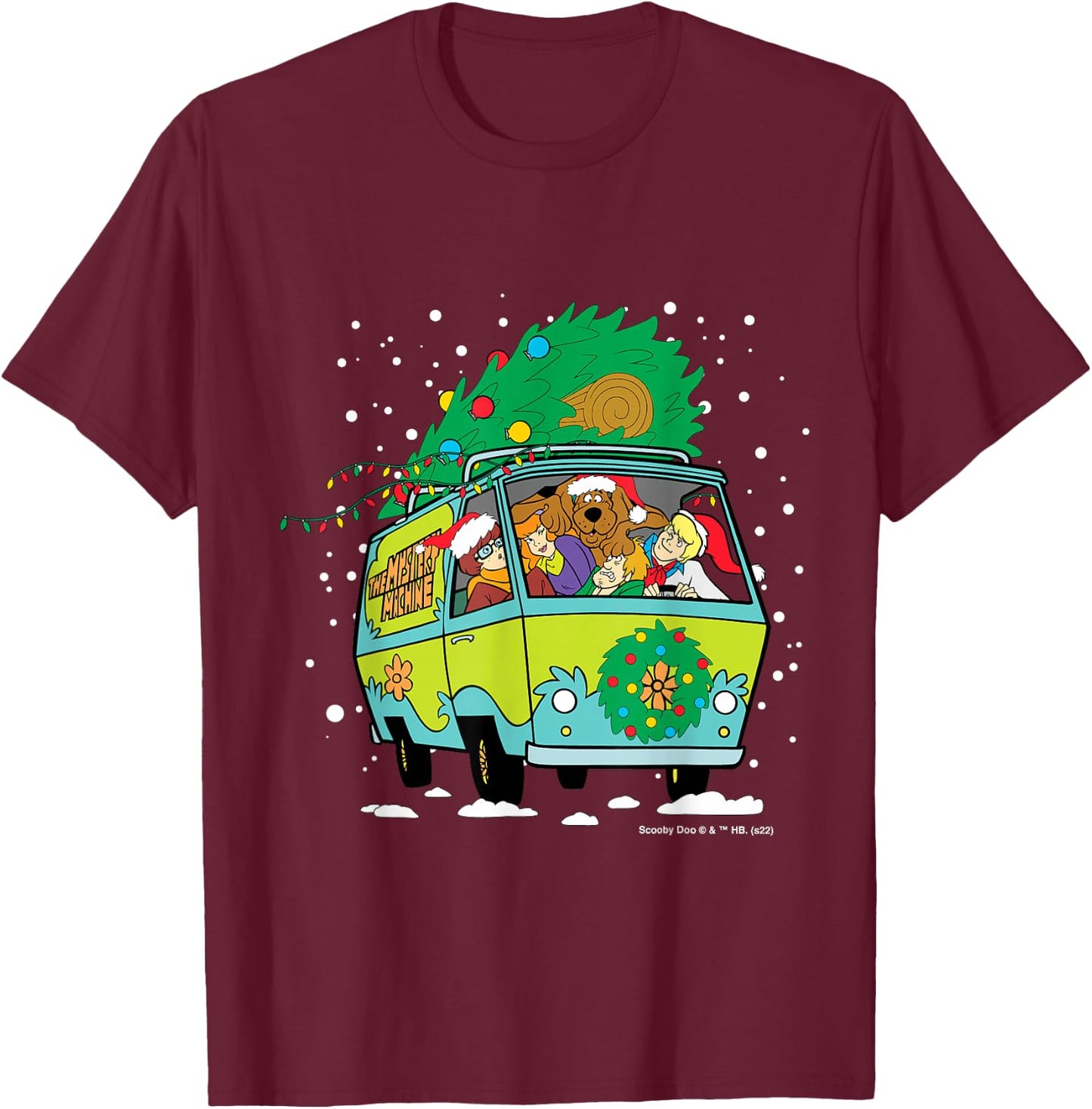 Scooby Doo Christmas Mystery Machine T-Shirt - T-Shirt | Maroon