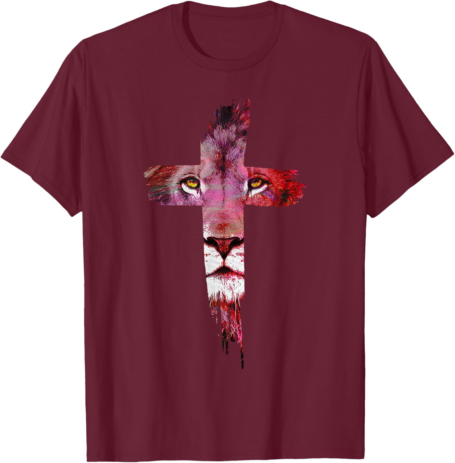 Jesus is The Lion of Judah - Colorful Cross Christian Gifts T-Shirt - T-Shirt | Maroon