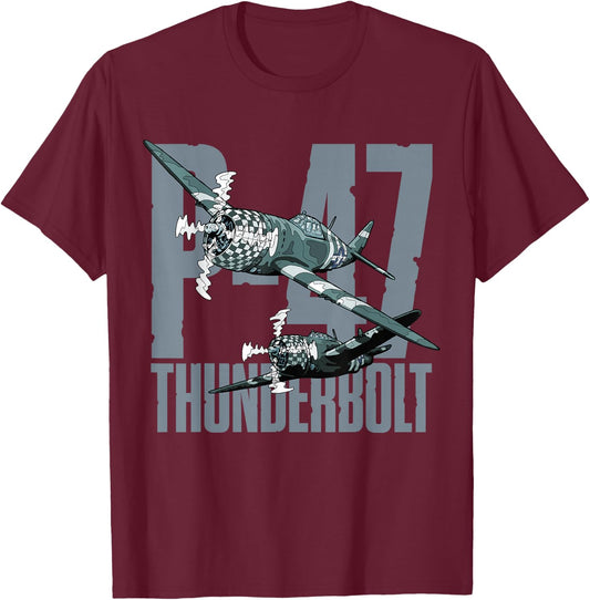 P-47 Thunderbolt "The Jug" WWII History Aircraft Air Force T-Shirt - T-Shirt | Maroon