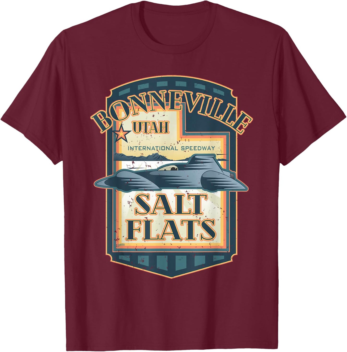 Retro Bonneville Salt Flats Utah International Speedway T-Shirt - T-Shirt | Maroon