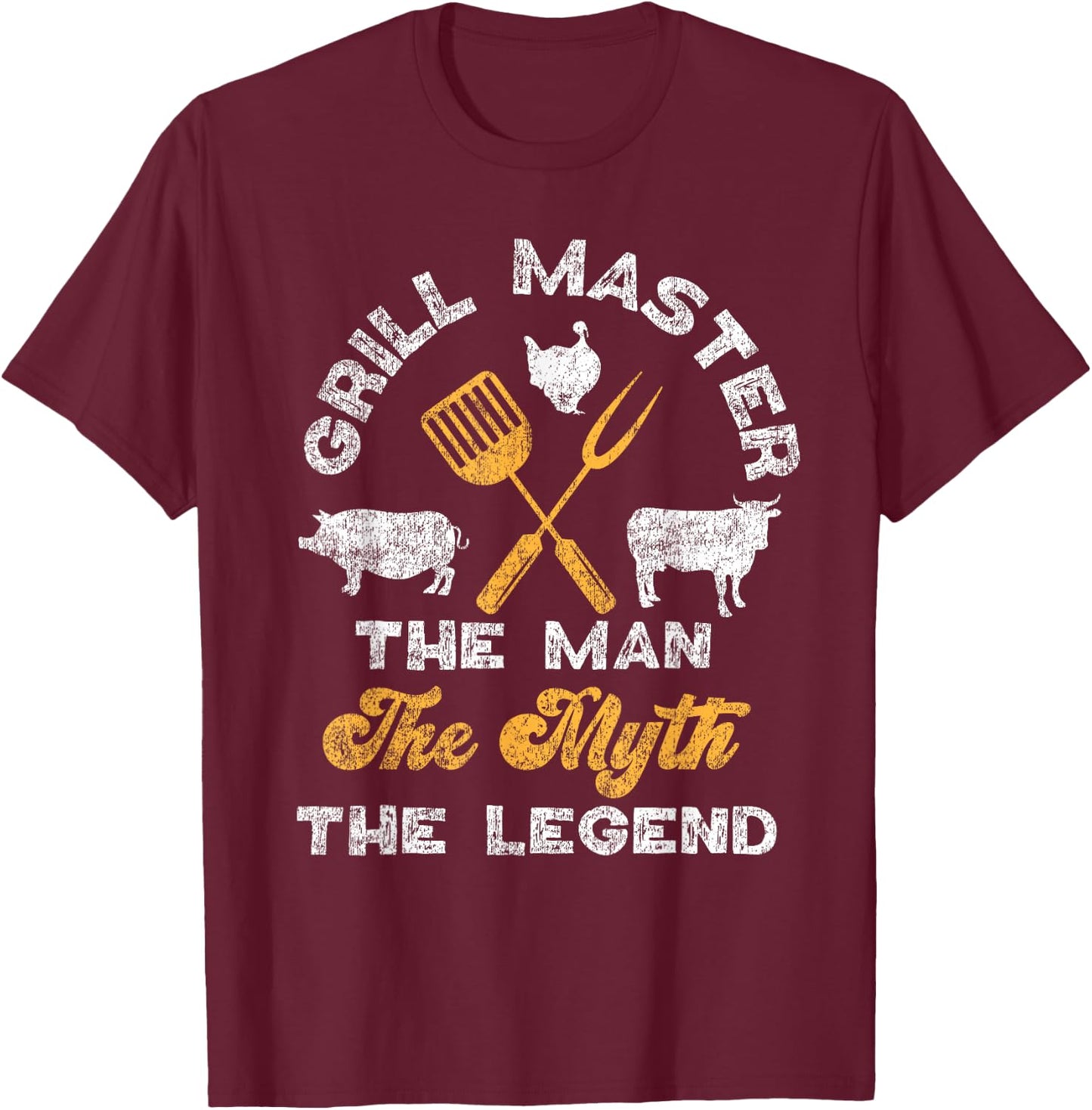 BBQ Smoker Grill Master The Man The Myth The Legend T-Shirt - T-Shirt | Maroon