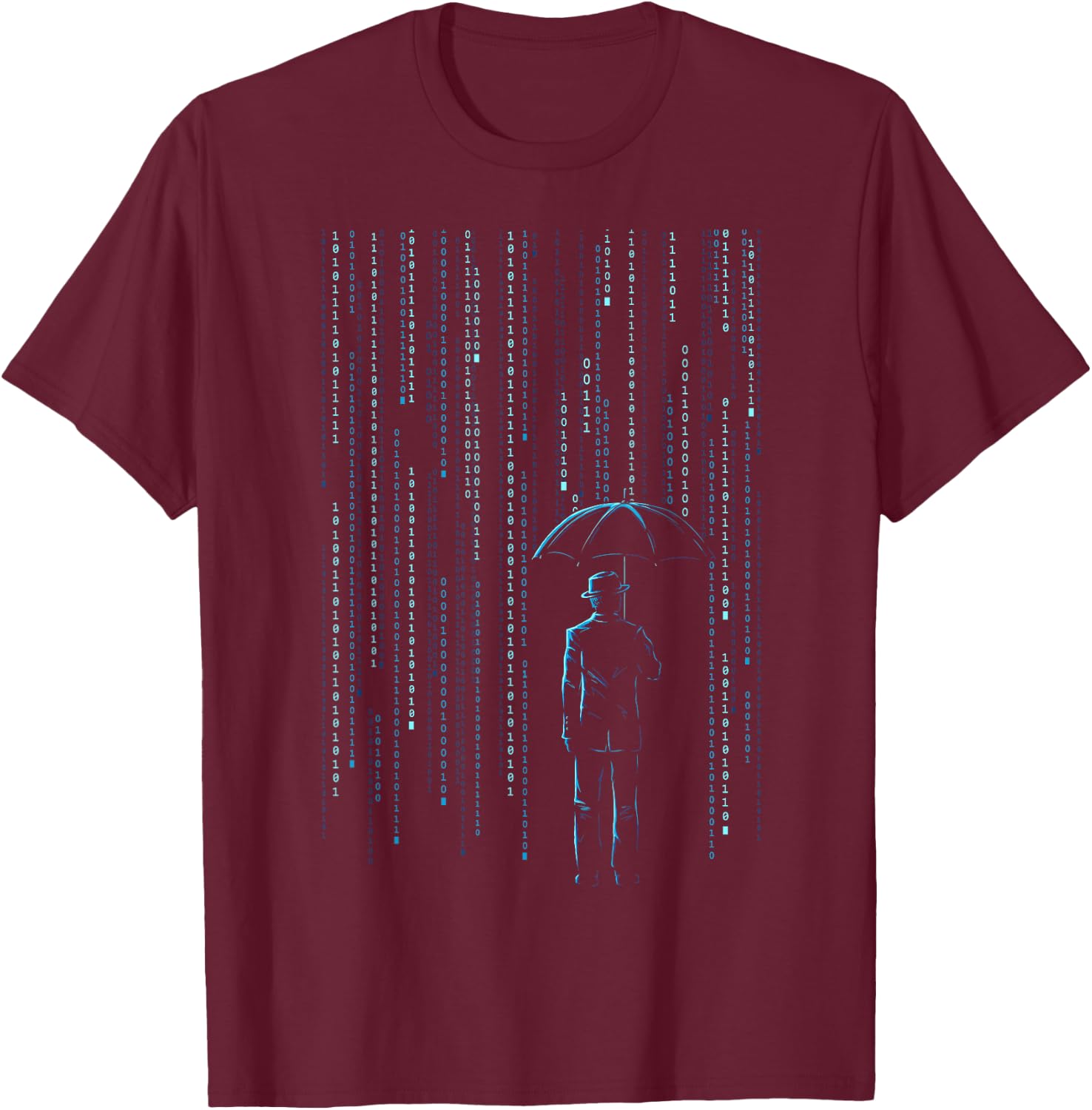 Digital Binary Code T-Shirt - T-Shirt | Maroon