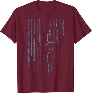 Digital Binary Code T-Shirt - T-Shirt | Maroon