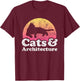 Cats and Architecture Men's or Women's Cat and Architect T-Shirt - T-Shirt | Maroon
