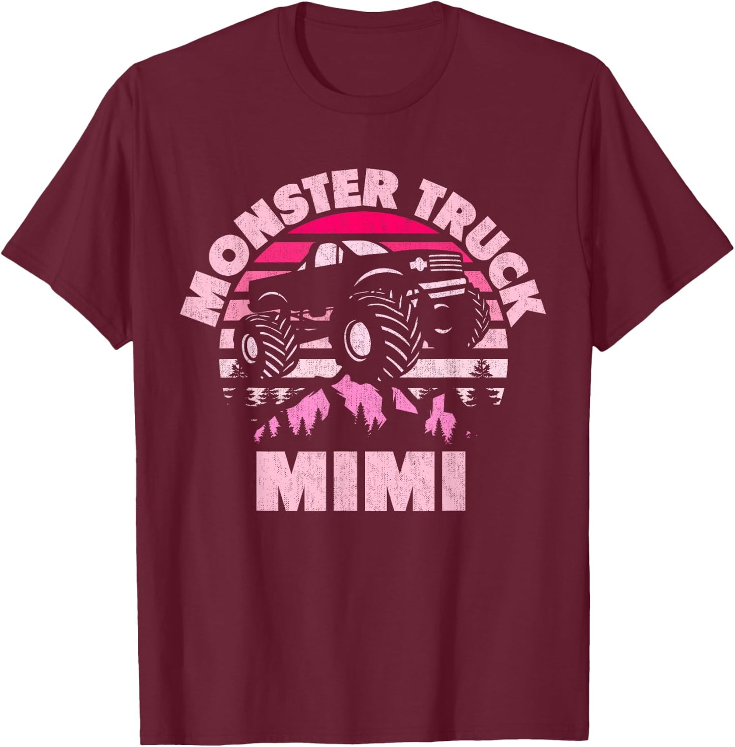 Monster Truck Mimi Matching Family Monster Truck Grandma T-Shirt - T-Shirt | Maroon