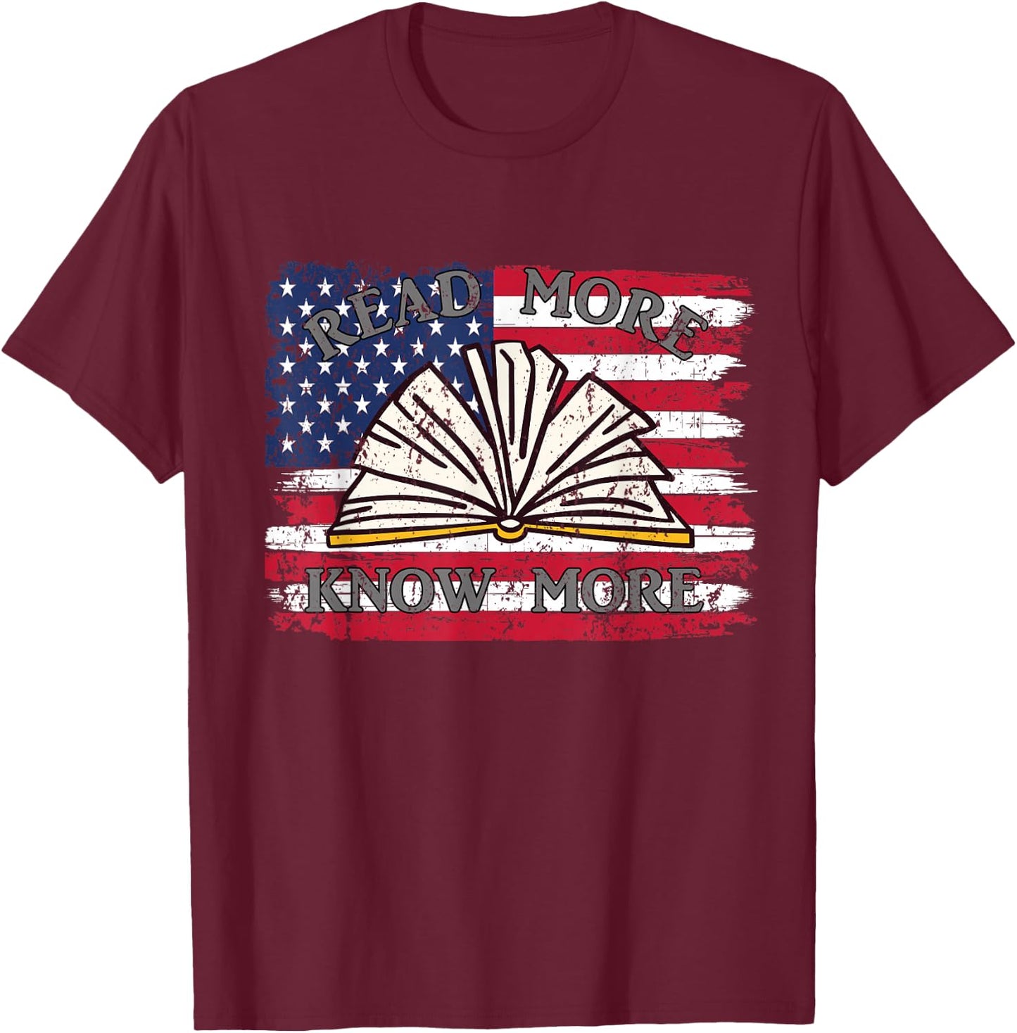 School Library Patriotic US Flag Funny For Librarian T-Shirt - T-Shirt | Maroon