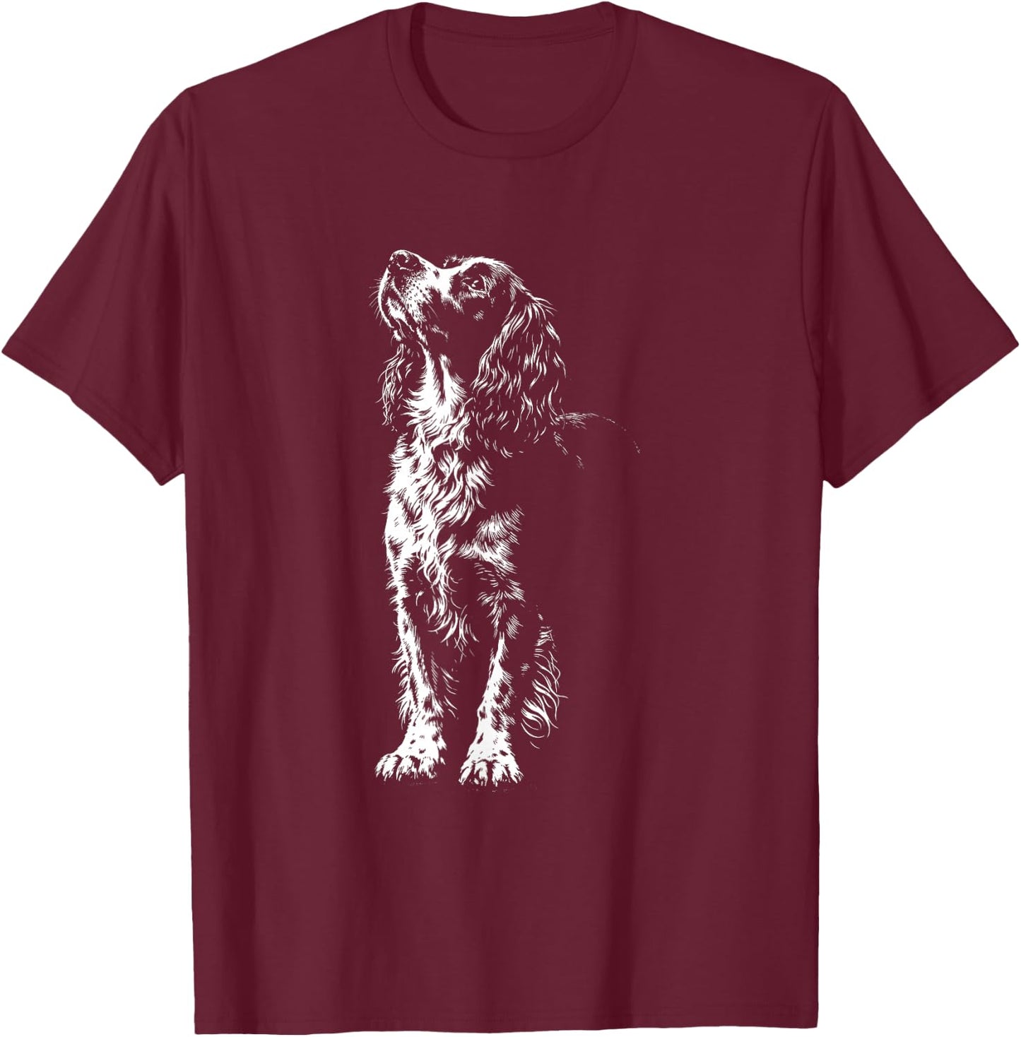 English Springer Spaniel Portrait Minimalist T-Shirt - T-Shirt | Maroon