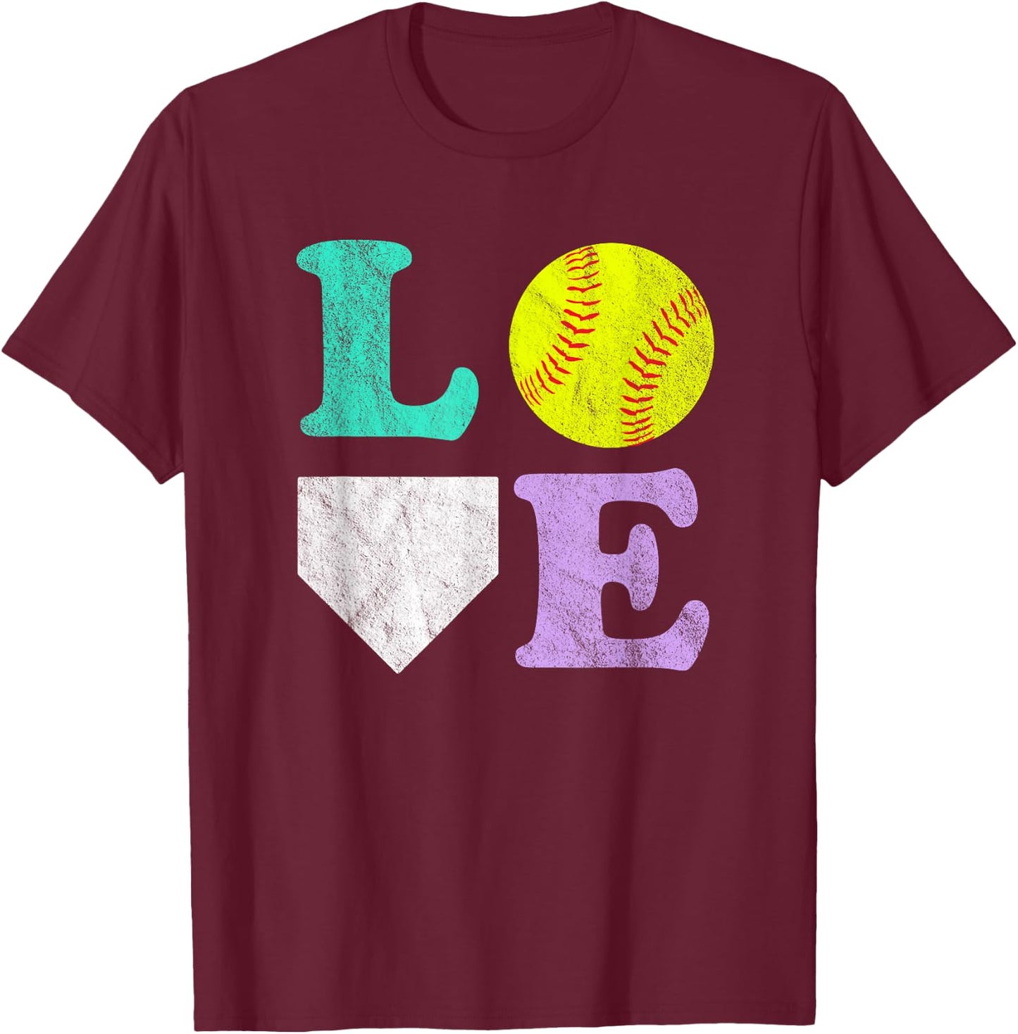 Women's or Girls I Love Softball T-Shirt - T-Shirt | Maroon