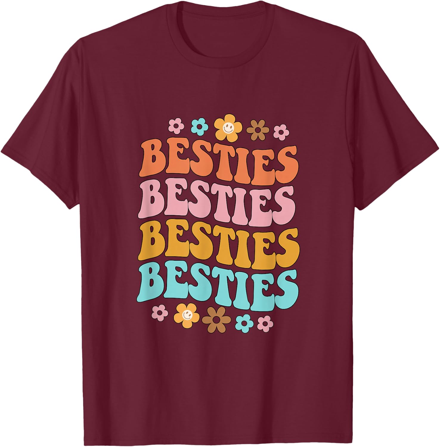 Bestie Groovy Theme BFF Cute Baby Girl Best Friends Sweetie T-Shirt - T-Shirt | Maroon