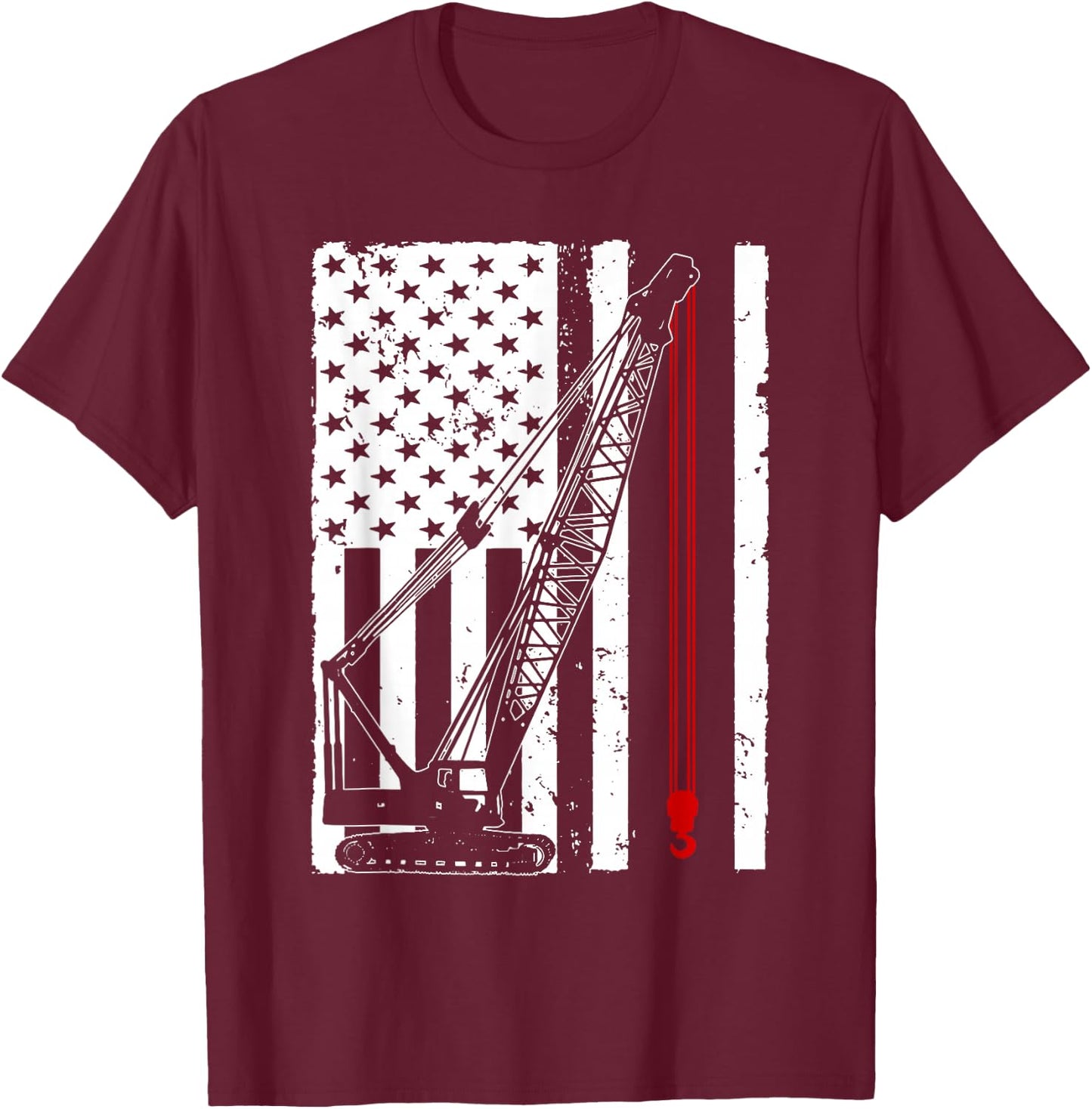 Crane Operator Design US Heavy Equipment Crane Lover T-Shirt - T-Shirt | Maroon