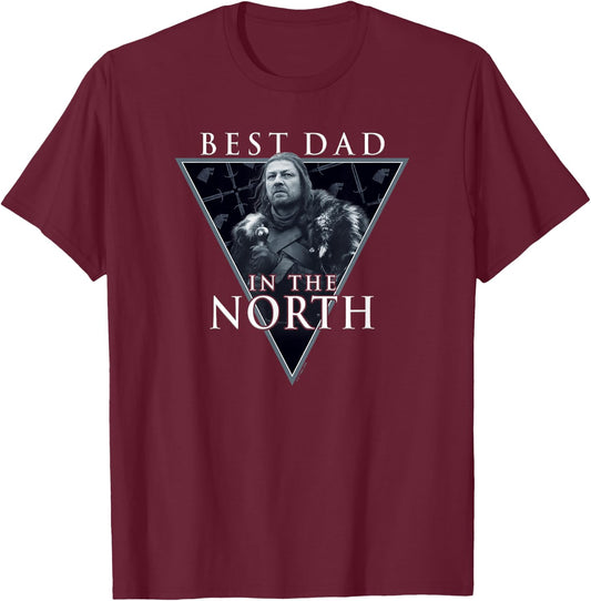 Game Of Thrones Father's Day Ned Stark Best Dad In The North T-Shirt - T-Shirt | Maroon