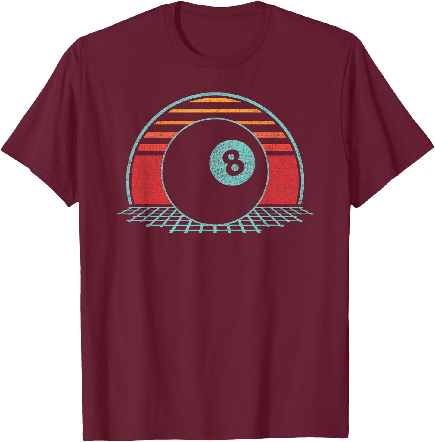 Pool Player Billiards Lover 8 Ball Retro Vintage 80s Style T-Shirt - T-Shirt | Maroon