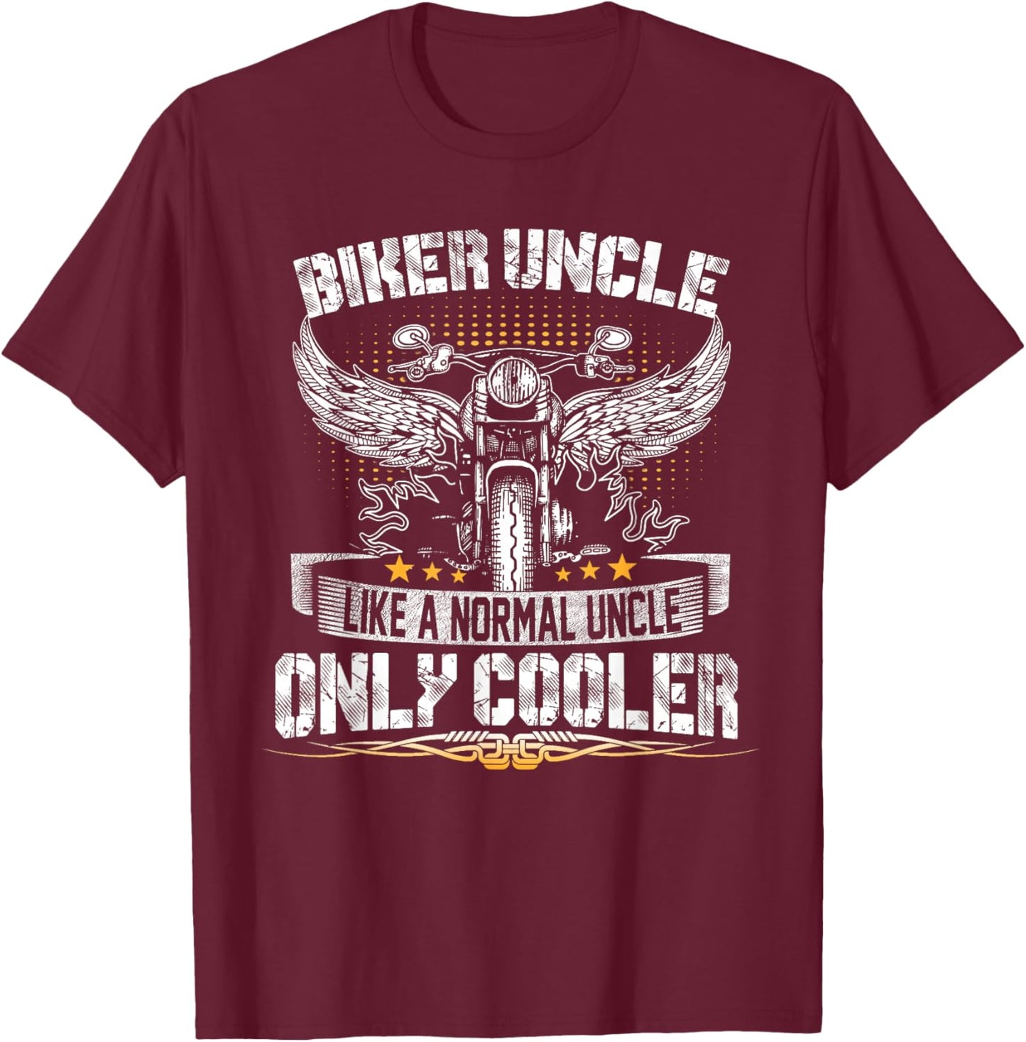 Biker Uncle Motorcycle Father's Day for Fathers T-Shirt - T-Shirt | Maroon