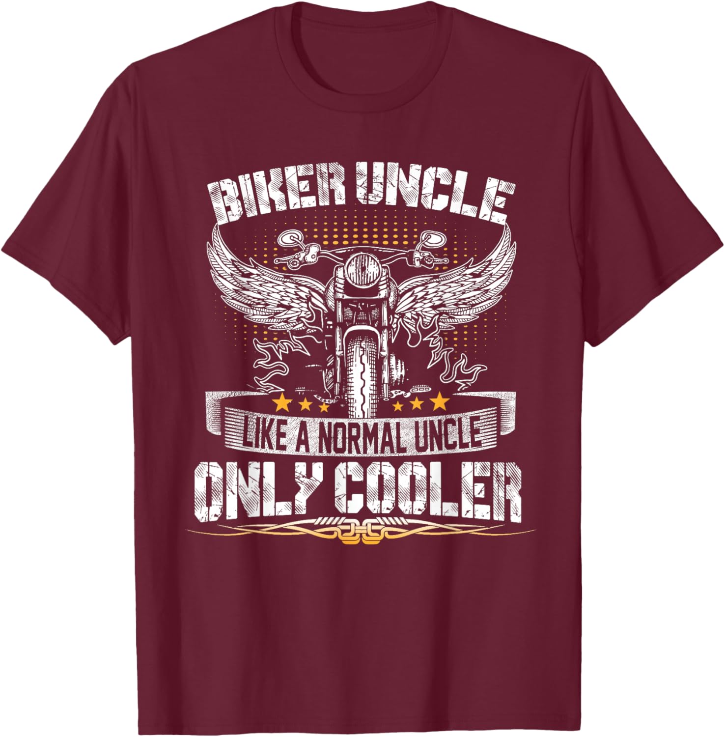 Biker Uncle Motorcycle Father's Day for Fathers T-Shirt - T-Shirt | Maroon