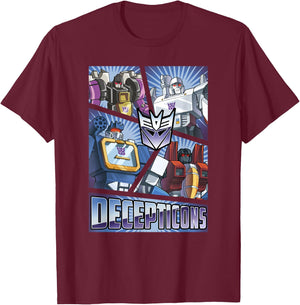 Transformers Decepticons Cut Up Panels T-Shirt - T-Shirt | Maroon