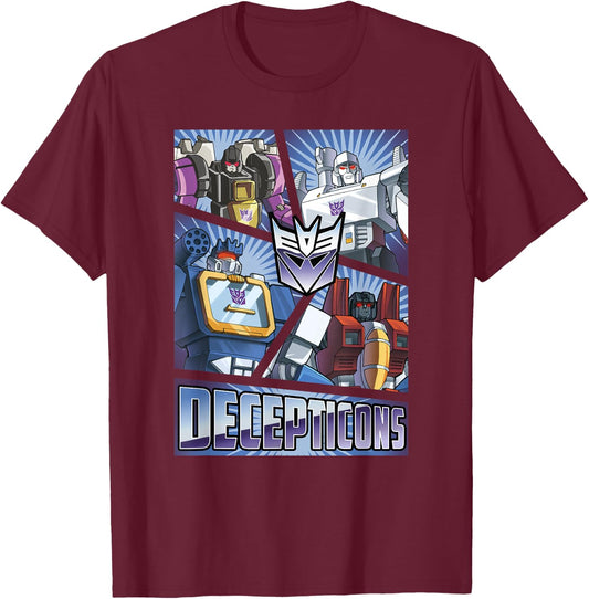 Transformers Decepticons Cut Up Panels T-Shirt - T-Shirt | Maroon