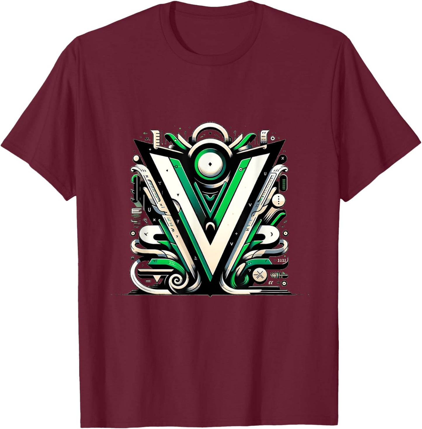 Minimalist Vim Editor Iconic Logo Design T-Shirt - T-Shirt | Maroon