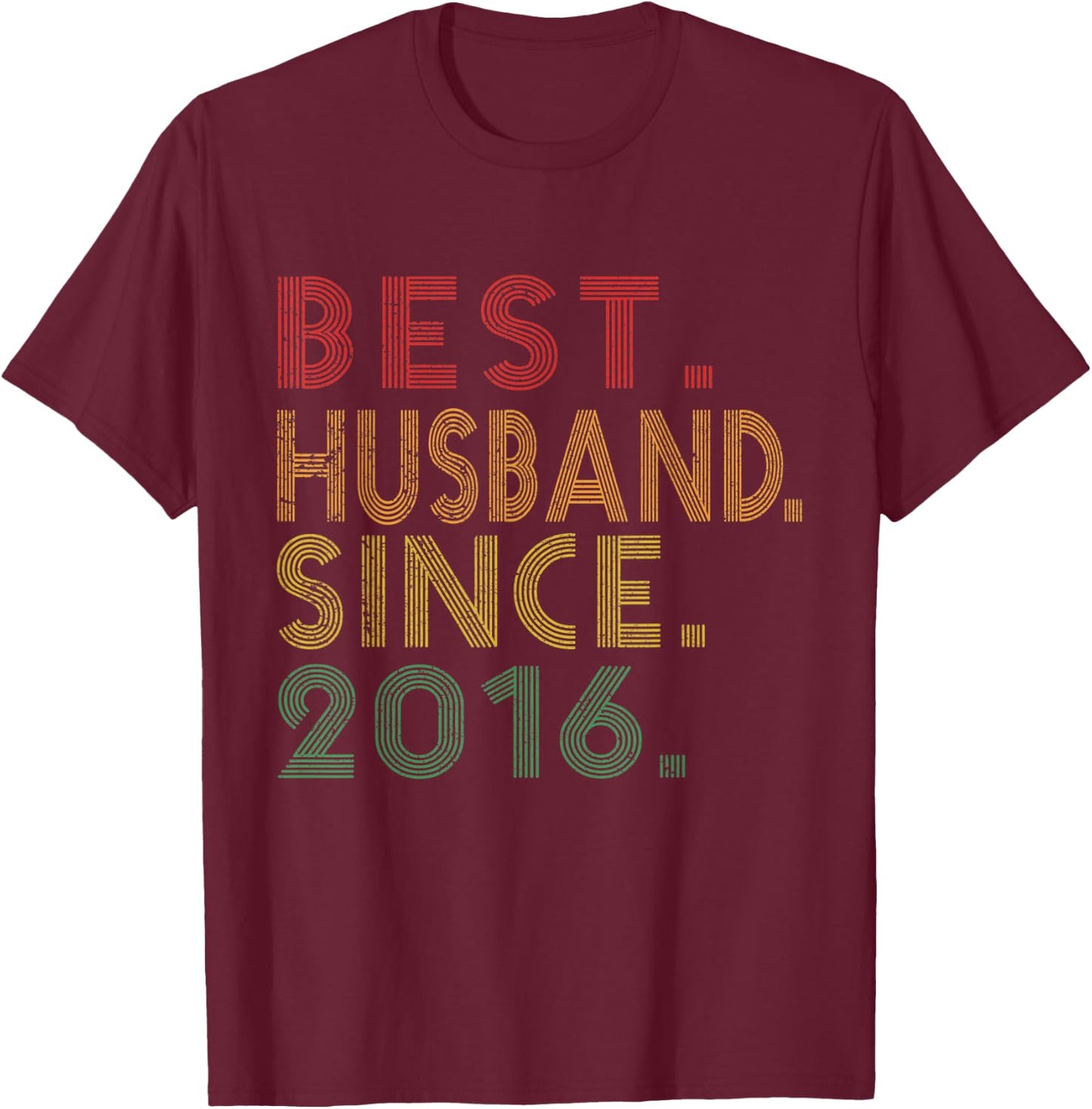 Best Husband Since 2016 Retro Wedding Anniversary Couples T-Shirt - T-Shirt | Maroon