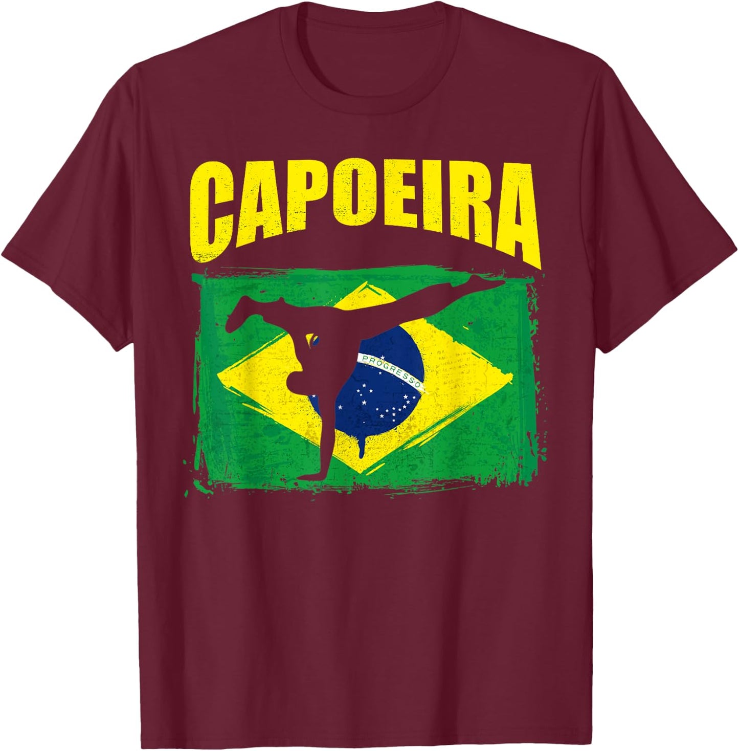 Capoeira Brazilian Flag Brazil Bride Martial Art Dance T-Shirt - T-Shirt | Maroon