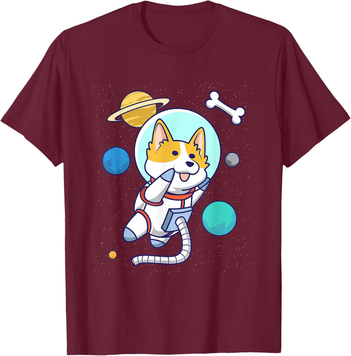 Kawaii Corgi Astronaut Dog Corgi In Space T-Shirt - T-Shirt | Maroon
