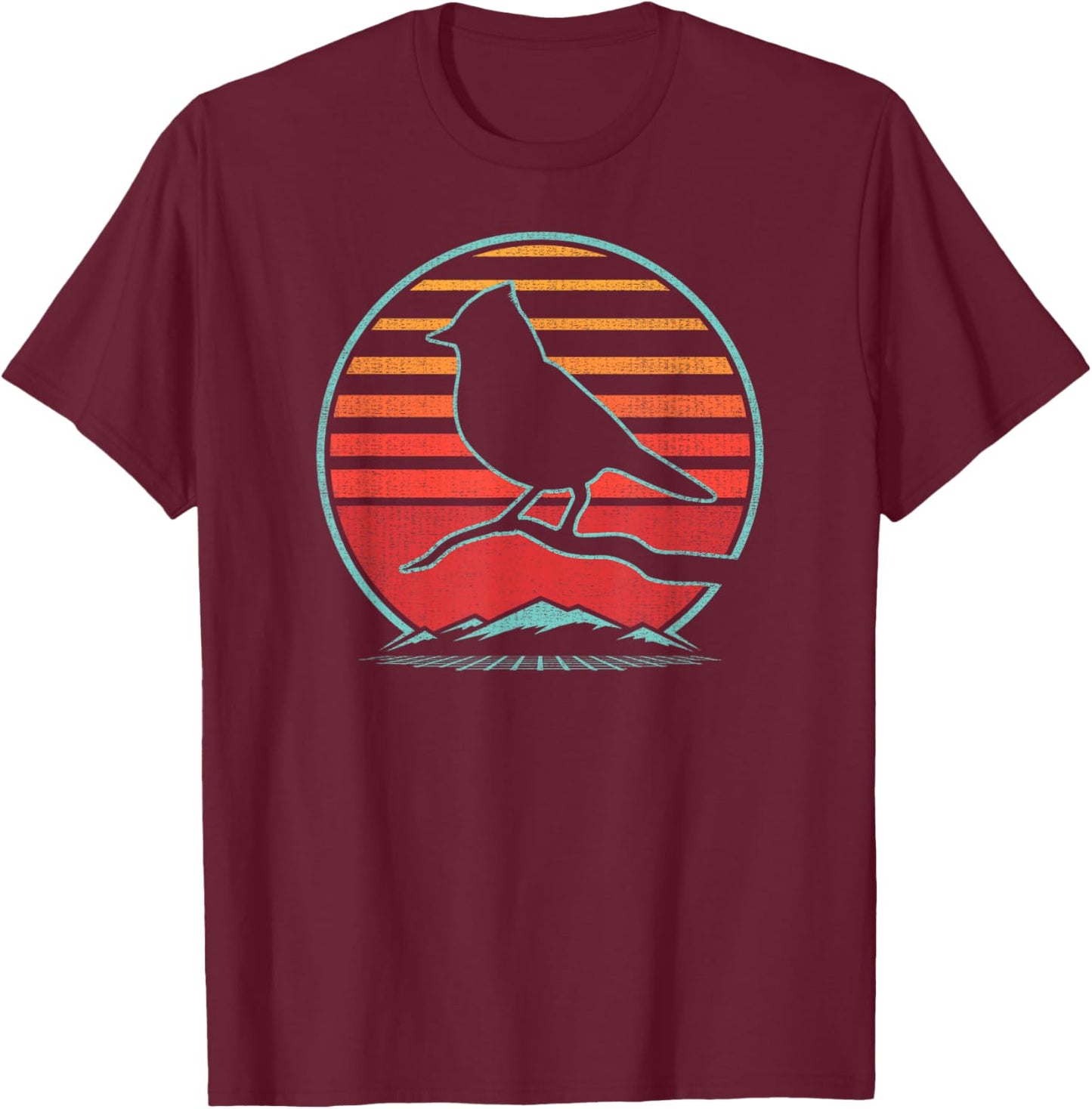 Titmouse Bird Retro Vintage 80s Style Birding Gift T-Shirt - T-Shirt | Maroon